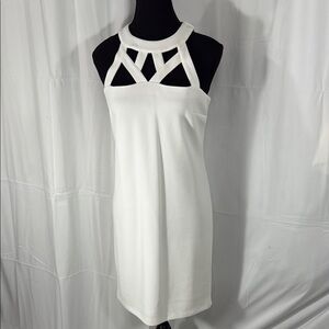 INC International Concepts Cream Sheath Mini Dress Halter Neckline Size S